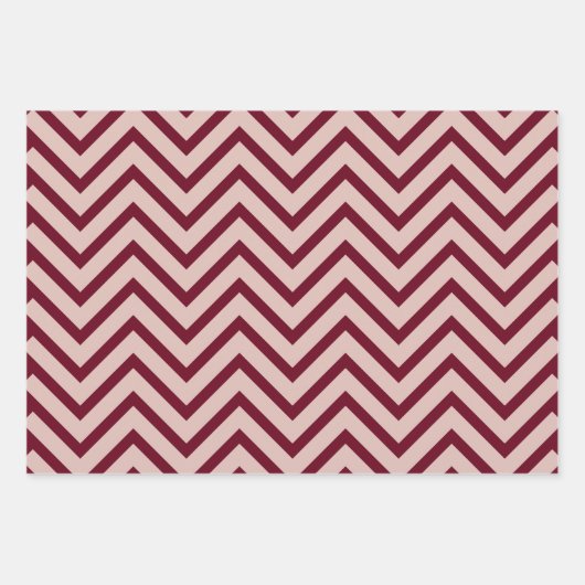 Roos Gold en Burgundy Chevron Pattern Inpakpapier Vel (Voorkant 3)