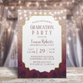 Roos Gold en Burgundy Red Glitter Ombre Afstuderen Kaart