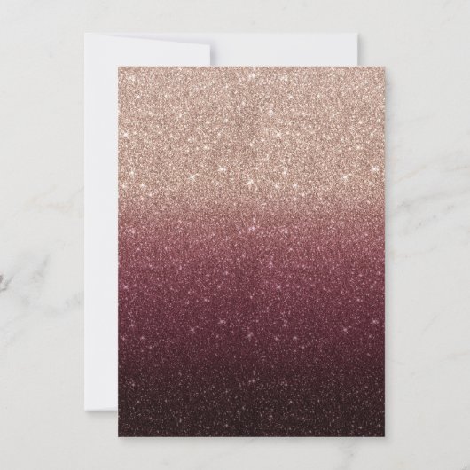 Roos Gold en Burgundy Red Glitter Ombre Afstuderen Kaart (Achterkant)
