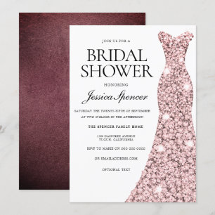 Roos Gold en Burgundy Velvet Vrijgezellenfeest Inv Kaart