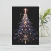 Roos Gold en Donkerblauwe kerstboom Kaarten (Staand voorkant)
