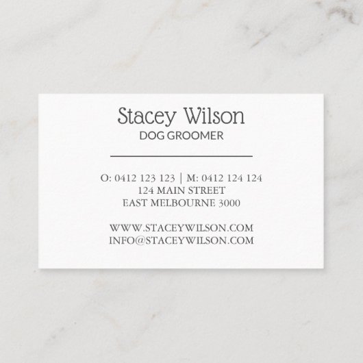 Roos Gold- en donkerbruinkool met Pet Groomer PwPr Visitekaartje (Achterkant)