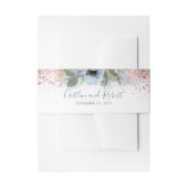 Roos Gold en Dusty Blue Floral Bruiloft Uitnodigingen Wikkel (Voorkant Voorbeeld)