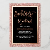 Roos Gold en Faux Glitter | Bachelorette Weekend Folie Uitnodiging (Voorkant)