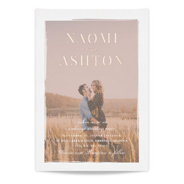 Roos Gold en Folie van het fotohuwelijk Folie Uitnodiging