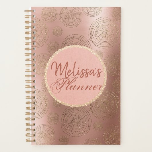 Roos Gold en gepersonaliseerde glitter-planner Planner (Voorkant)