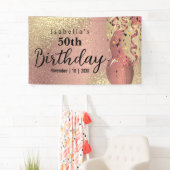 Roos Gold en Glitter Birthday Spandoek (Insitu)