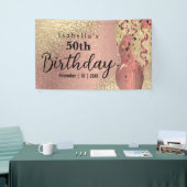 Roos Gold en Glitter Birthday Spandoek (Beurs)