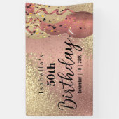 Roos Gold en Glitter Birthday Spandoek (Verticaal)