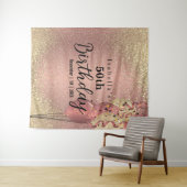 Roos Gold en Glitter Birthday Wandkleed (In Situ (horizontaal))