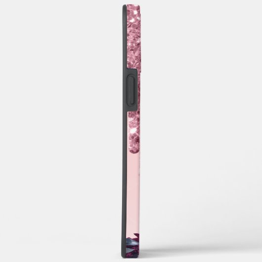 Roos Gold en Glitter Drips Monogramed Case-Mate iPhone Case (Achterkant / Rechts)