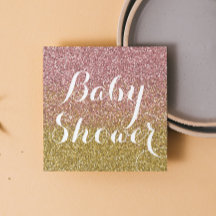 Roos Gold en Gold Glitter Baby Shower-uitnodiginge