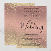 Roos Gold en Gold Glitter Kaart (Voorkant / Achterkant)