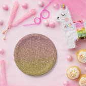 Roos Gold en Gold Glitter Paper Borden Papieren Bordje (Feest)