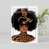 Roos Gold en goudluipaard Afro Birthday Party Folie Uitnodiging (Staand Voorkant)