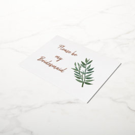 Roos Gold en Greenery Bridesmaid Voorstel Echt Folie Uitnodiging Briefkaart