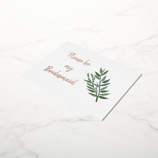 Roos Gold en Greenery Bridesmaid Voorstel Echt Folie Uitnodiging Briefkaart (Gedraaid)