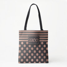 Roos Gold en grijze XXOO-Canvas tas