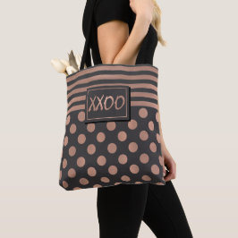 Roos Gold en grijze XXOO-Canvas tas