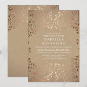 Roos Gold en Kraft Bloemen Wit Baby shower Kaart (Voorkant / Achterkant)