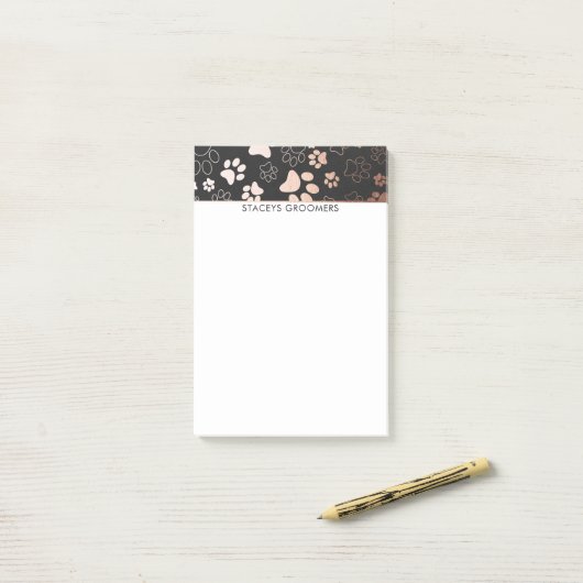 Roos Gold- en lakkoollade printpatroon Post-it® Notes (Op bureau)