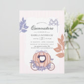 Roos Gold en Lila Glitter Princess Quinceañera Kaart (Staand voorkant)