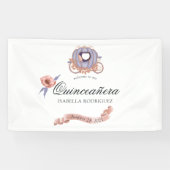 Roos Gold en Lila Glitter Princess Quinceañera Spandoek (Horizontaal)