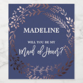 Roos Gold en marine... ben je mijn vriendin. Wijn Etiket (Enkel label)