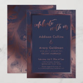 Roos Gold en marinesblauwe marmer vieren met ons Kaart (Voorkant / Achterkant)