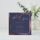 Roos Gold en marinesblauwe marmer vieren met ons Kaart (Staand voorkant)