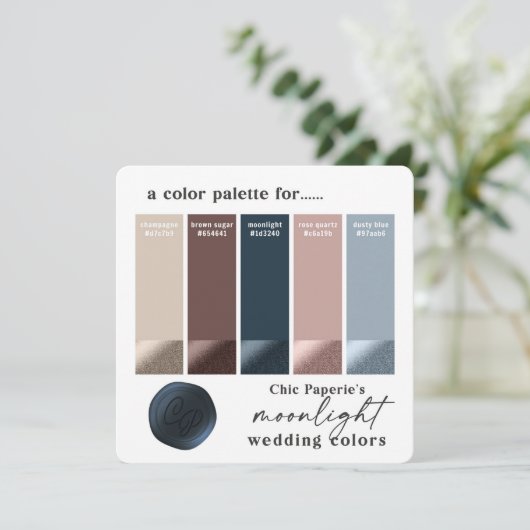 Roos Gold- en marinesurnbruinkleurenpaletkaart Kaart (Staand voorkant)