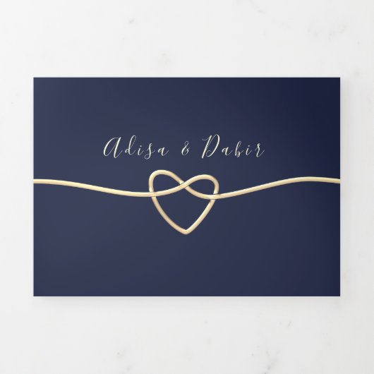 Roos Gold en marinevriendelijke triviale uitnodigi Drieluik Uitnodiging (Cover)