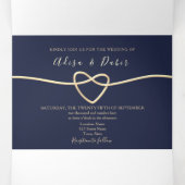 Roos Gold en marinevriendelijke triviale uitnodigi Drieluik Uitnodiging (Binnenkant midden)