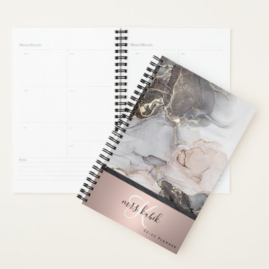 Roos Gold- en marmer-monogram leraar Planner (Display)