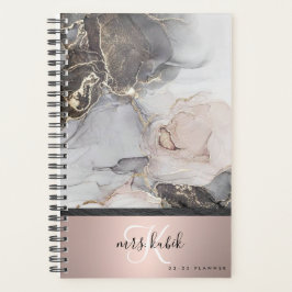 Roos Gold- en marmer-monogram leraar Planner
