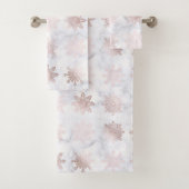 Roos Gold en marmer Snowflake kerstpatronen Bad Handdoek (Insitu)