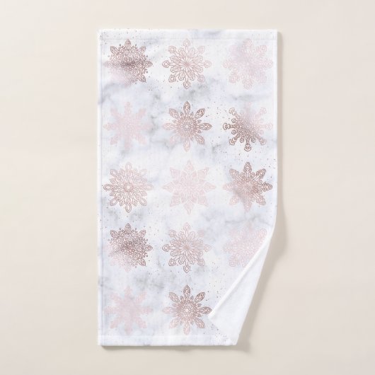 Roos Gold en marmer Snowflake kerstpatronen Bad Handdoek (Handdoek)