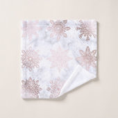 Roos Gold en marmer Snowflake kerstpatronen Bad Handdoek (Wasdoekje)