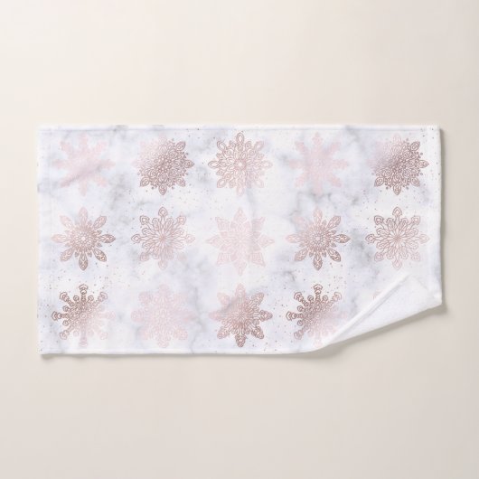 Roos Gold en marmer Snowflake kerstpatronen Bad Handdoek (Handdoek)