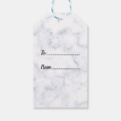 Roos Gold en marmer Snowflake kerstpatronen Cadeaulabel (Achterkant)