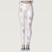Roos Gold en marmer Snowflake kerstpatronen Leggings (Voorkant)