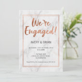 Roos Gold en marmer Verloving Kaart (Staand voorkant)