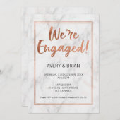 Roos Gold en marmer Verloving Kaart (Voorkant / Achterkant)