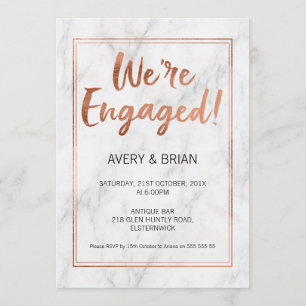 Roos Gold en marmer Verloving Kaart