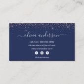 Roos Gold en Navy Blue Glitter Hair Makeup Salon Visitekaartje (Achterkant)