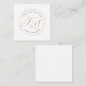 Roos Gold en Navy Blue Initialen Company Logo Notitiekaartje (Voorkant / Achterkant)