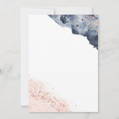 Roos Gold en Navy Blue Waterverf Gender Reveal Kaart (Achterkant)