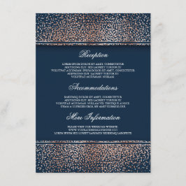 Roos Gold en Navy Glitter Bruiloft Informatie Informatiekaartje