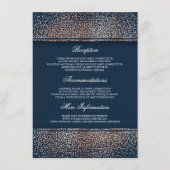 Roos Gold en Navy Glitter Bruiloft Informatie Informatiekaartje (Voorkant)