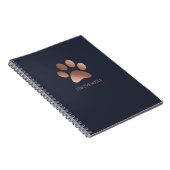 Roos Gold en Navy Paw Print Logo gepersonaliseerd Notitieboek (Rechterzijde)